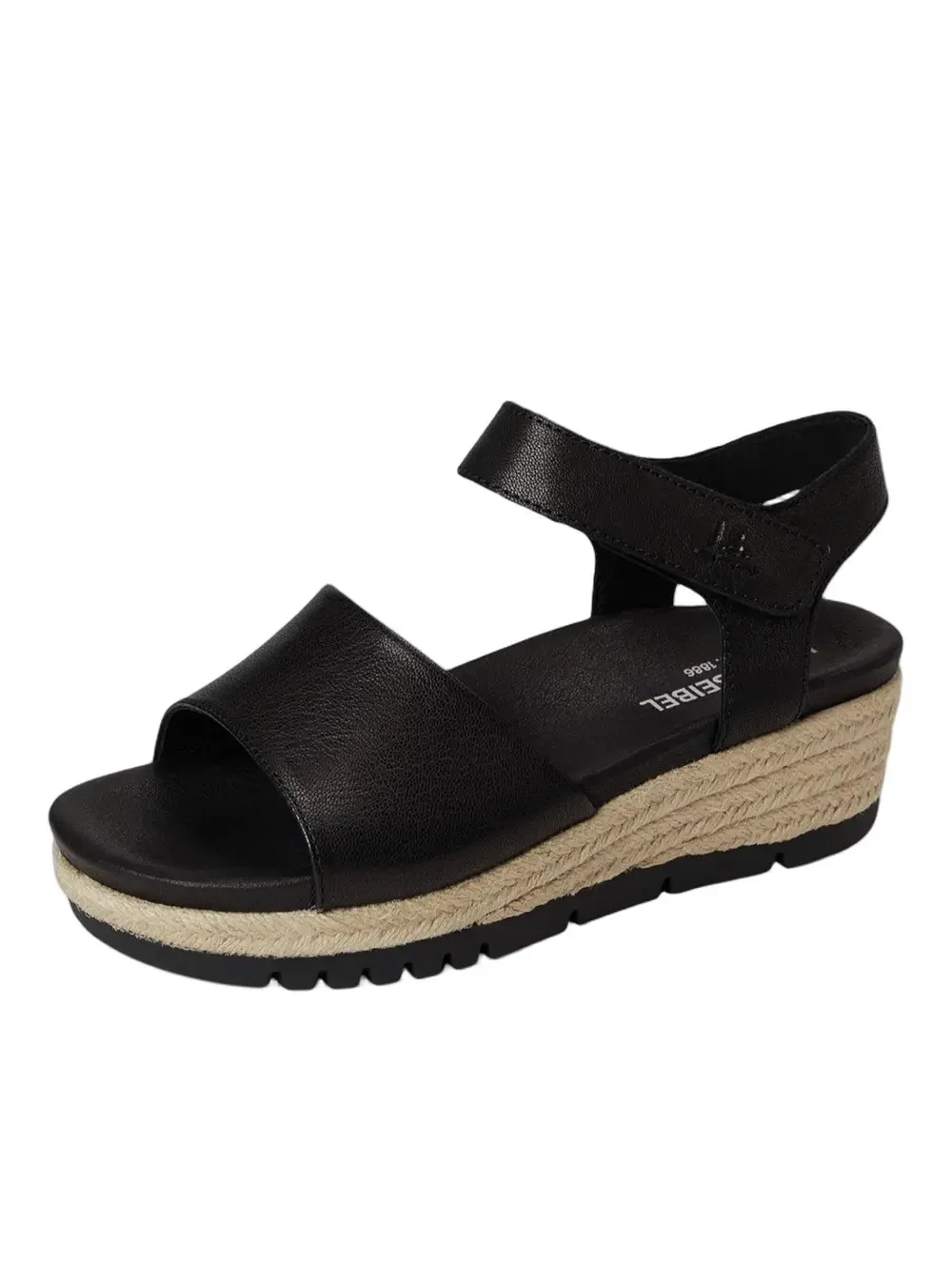 Josef Seibel Miranda Black Espadrille Wedge Ankle Strap Sandals - Sz 40/9, NWOB